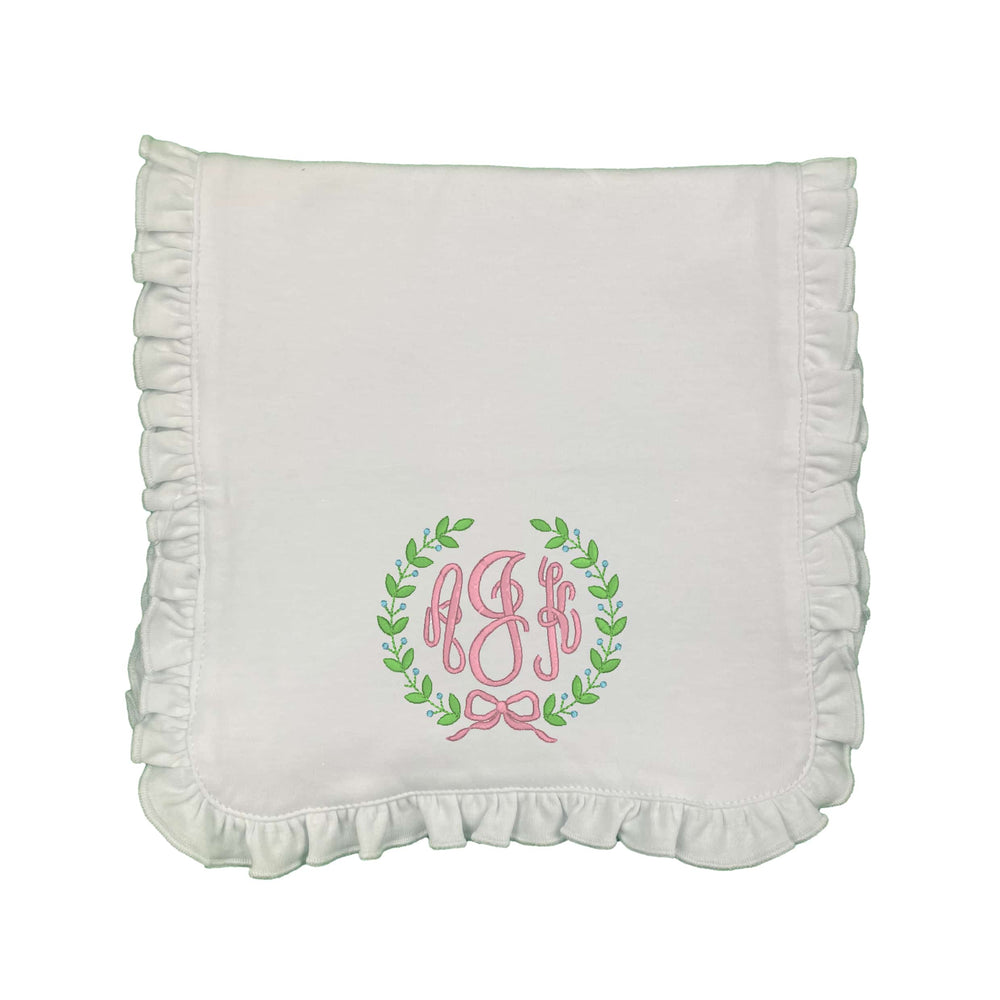 Floral Frame Embroidered Burp Cloth
