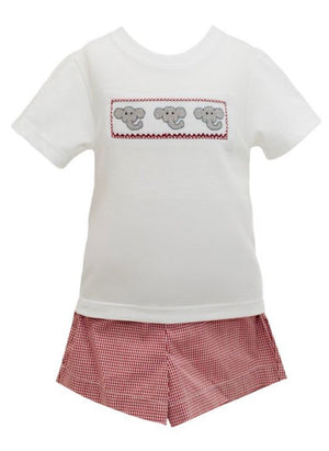 Crimson Elephant Smocked Short Set Crimson Elephant Smocked Short Set