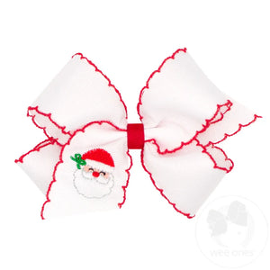 Santa Embroidered Hair Bow - Medium Santa Embroidered Hair Bow - Medium