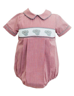 Crimson Elephant Smocked Bubble Crimson Elephant Smocked Bubble