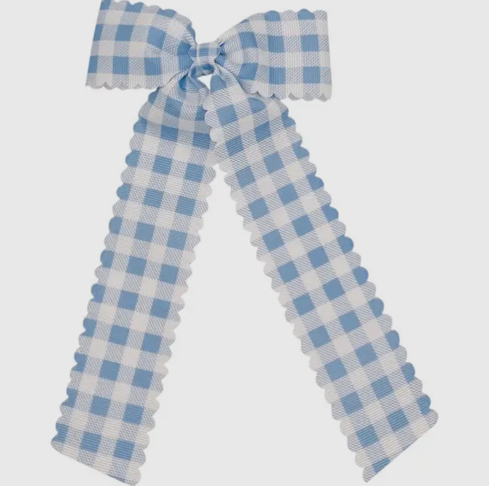 Blue Gingham Streamer Bow