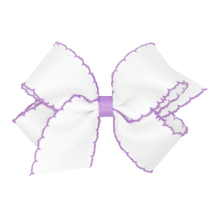 Medium Moonstitch Bow - White with Lilac Medium Moonstitch Bow - White with Lilac