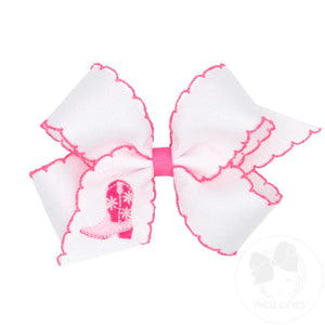 Cowgirl Boots Embroidered Hair Bow - King Cowgirl Boots Embroidered Hair Bow - King