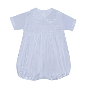 Finley White Smocked Bubble Finley White Smocked Bubble