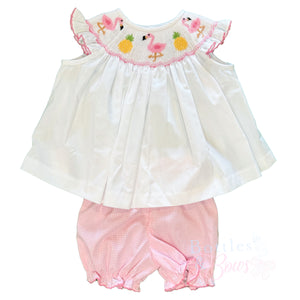 Flamingo Smocked Bloomer Set Flamingo Smocked Bloomer Set
