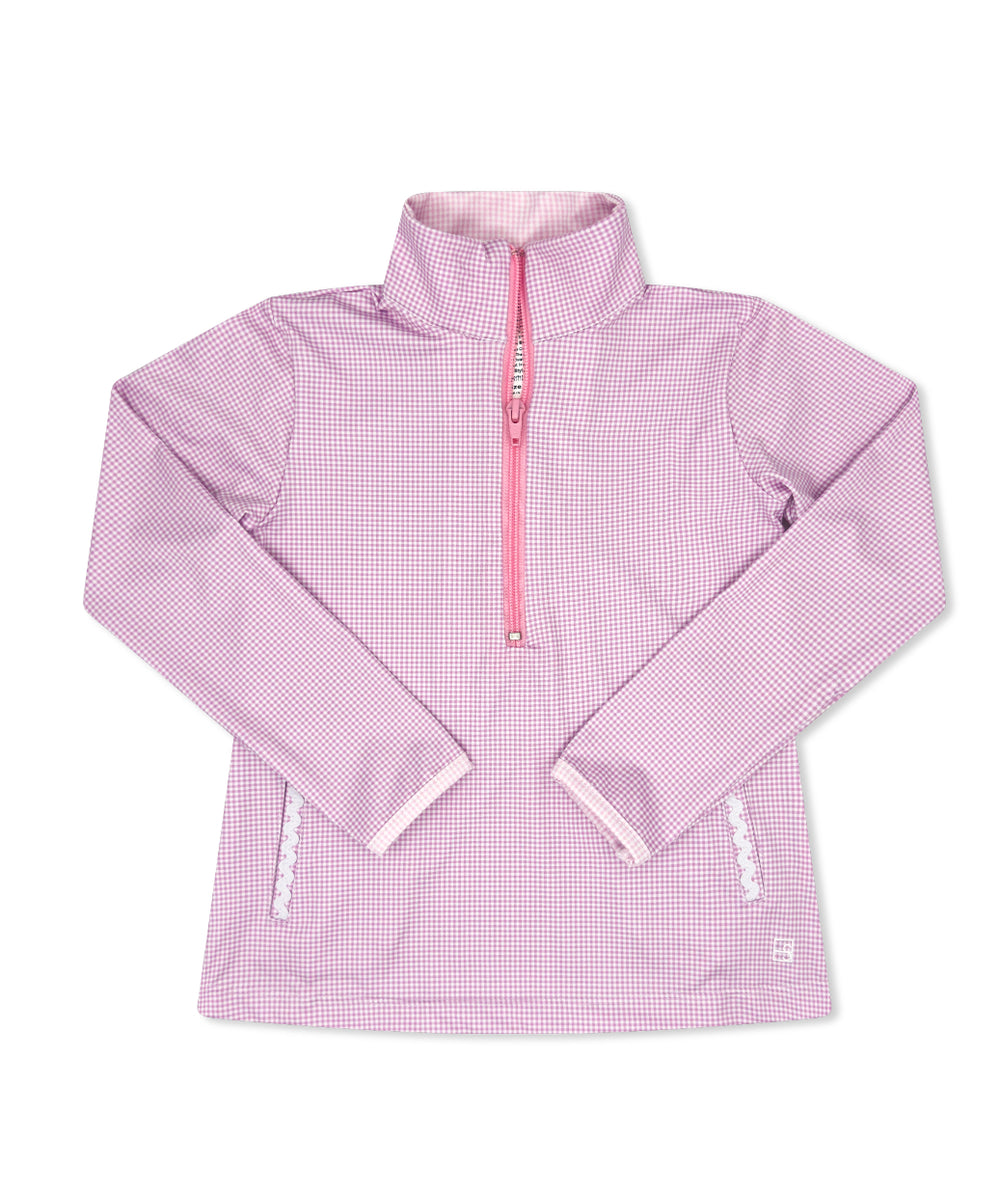 Heather Half Zip - Petal Purple Gingham