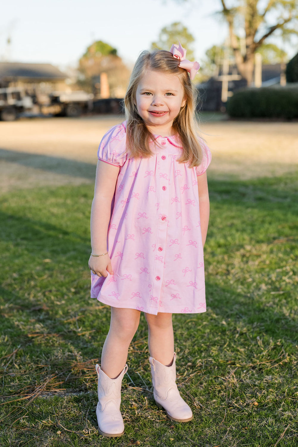 Whitley Dress - Pink Bows