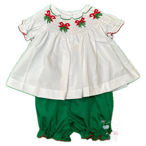 Christmas Smocked Bloomer Set Christmas Smocked Bloomer Set