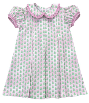 Penny Pleat Dress - Gingham Christmas Tree preorder Penny Pleat Dress - Gingham Christmas Tree preorder