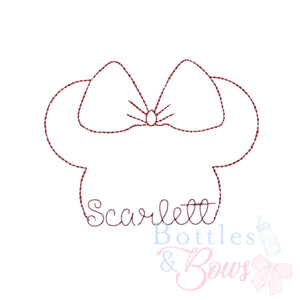 Minnie Name Embroidery Design Minnie Name Embroidery Design