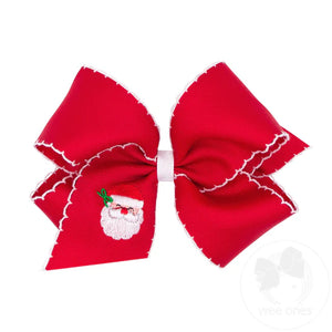 Santa Embroidered Hair Bow - Medium Santa Embroidered Hair Bow - Medium