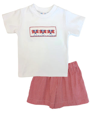 Flag Smocked Short Set Flag Smocked Short Set
