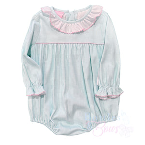 Aqua Gingham Knit Bubble Aqua Gingham Knit Bubble