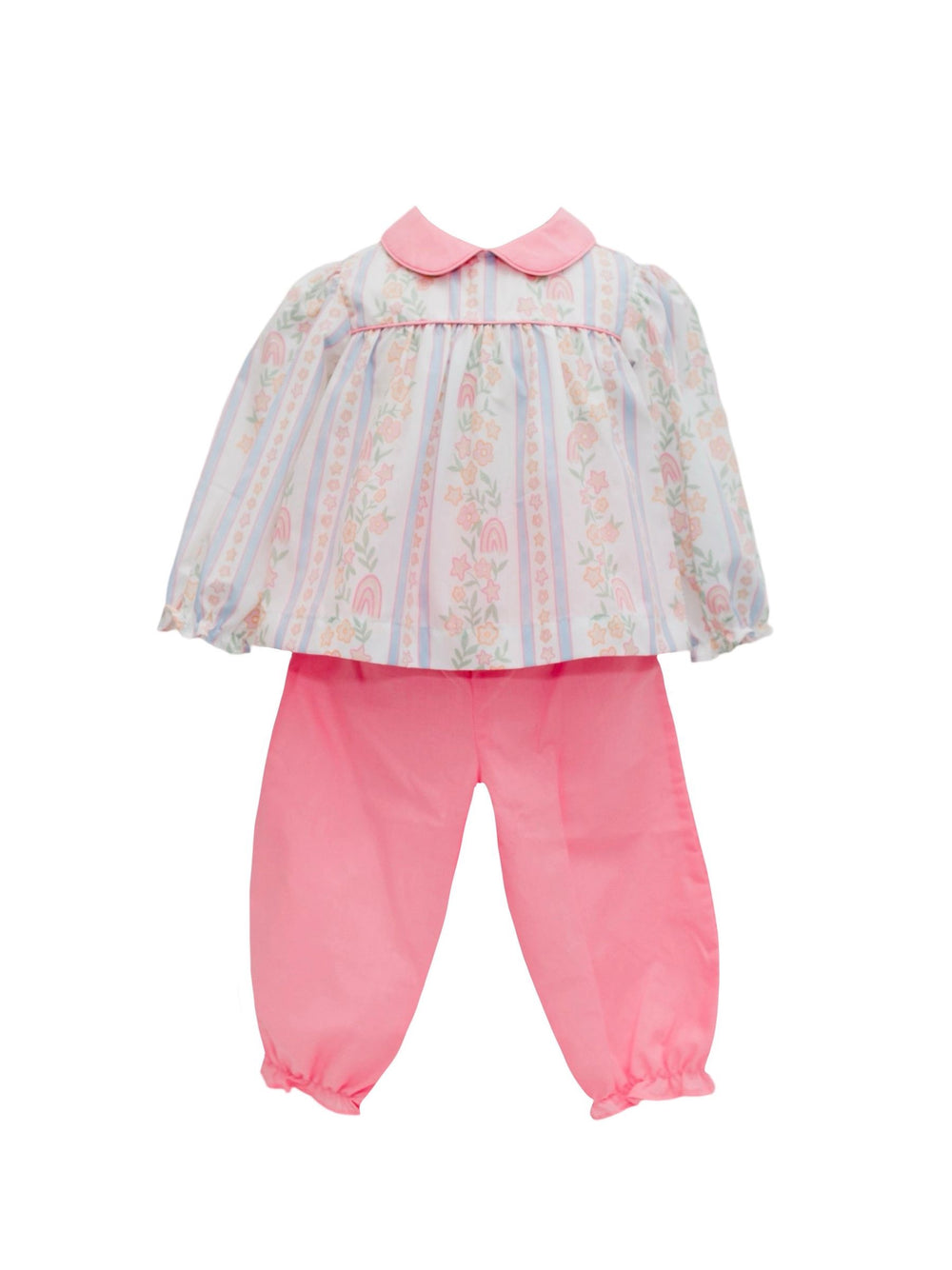 Floral Rainbow Stripe Gathered Pant Set