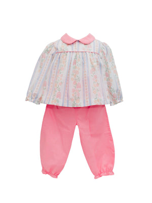 Floral Rainbow Stripe Gathered Pant Set Floral Rainbow Stripe Gathered Pant Set