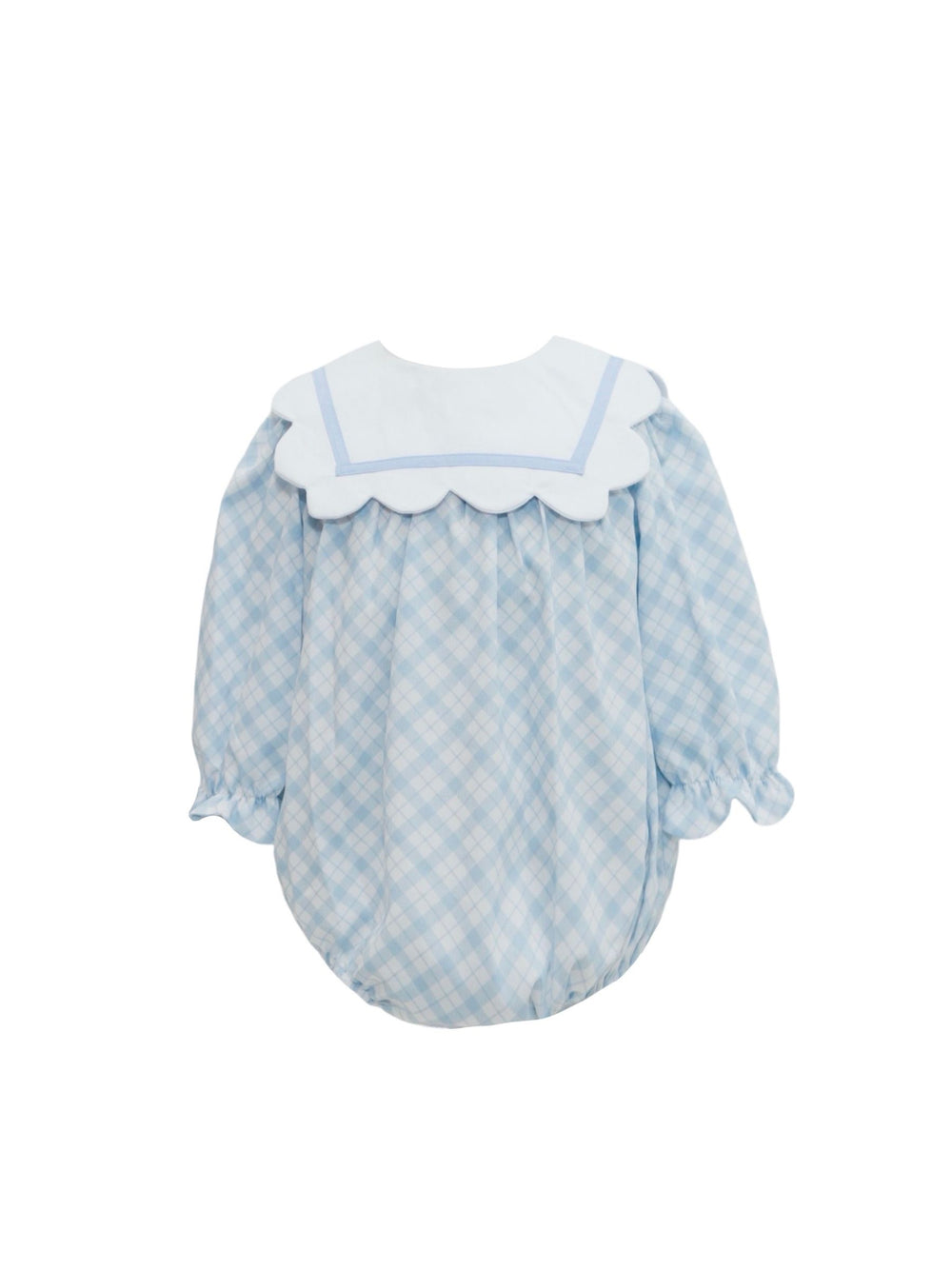 Blue Plaid Scallop Collar Bubble
