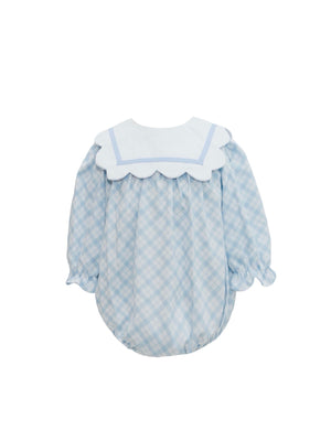Blue Plaid Scallop Collar Bubble Blue Plaid Scallop Collar Bubble
