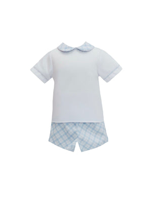 Blue Plaid Collared Short Set Blue Plaid Collared Short Set
