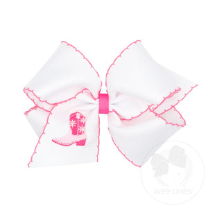 Cowgirl Boots Embroidered Hair Bow - Medium Cowgirl Boots Embroidered Hair Bow - Medium