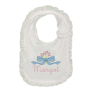 Tulips & Bow Embroidered Bib Tulips & Bow Embroidered Bib