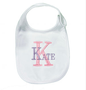 Name & Initial Embroidered Bib Name & Initial Embroidered Bib