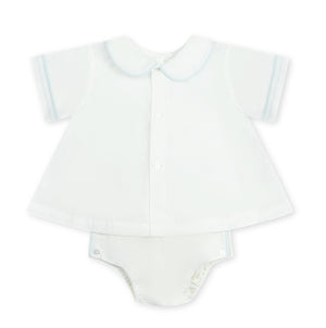 Dapper Diaper Set - White Batiste/Blue Piping Dapper Diaper Set - White Batiste/Blue Piping