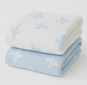 Airplane Baby Blanket - Reversible Blue/White Airplane Baby Blanket - Reversible Blue/White