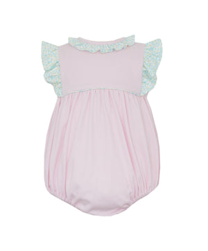 Pink Knit Floral Trim Bubble Pink Knit Floral Trim Bubble