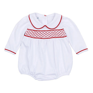 Red & White Smocked Girl Bubble Red & White Smocked Girl Bubble