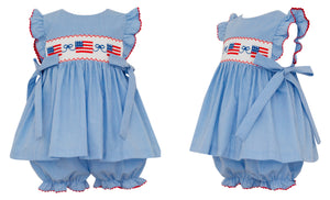 Flag Smocked Bloomer Set Flag Smocked Bloomer Set