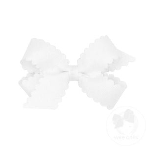 White Scallop Hair Bow - Mini White Scallop Hair Bow - Mini