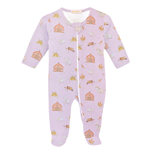 Pink Farm Zipped Footie Pink Farm Zipped Footie