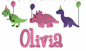 Dinosaur Party Embroidery Design Dinosaur Party Embroidery Design