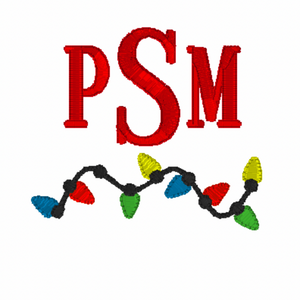 Christmas Lights & Initials Embroidery Design Christmas Lights & Initials Embroidery Design