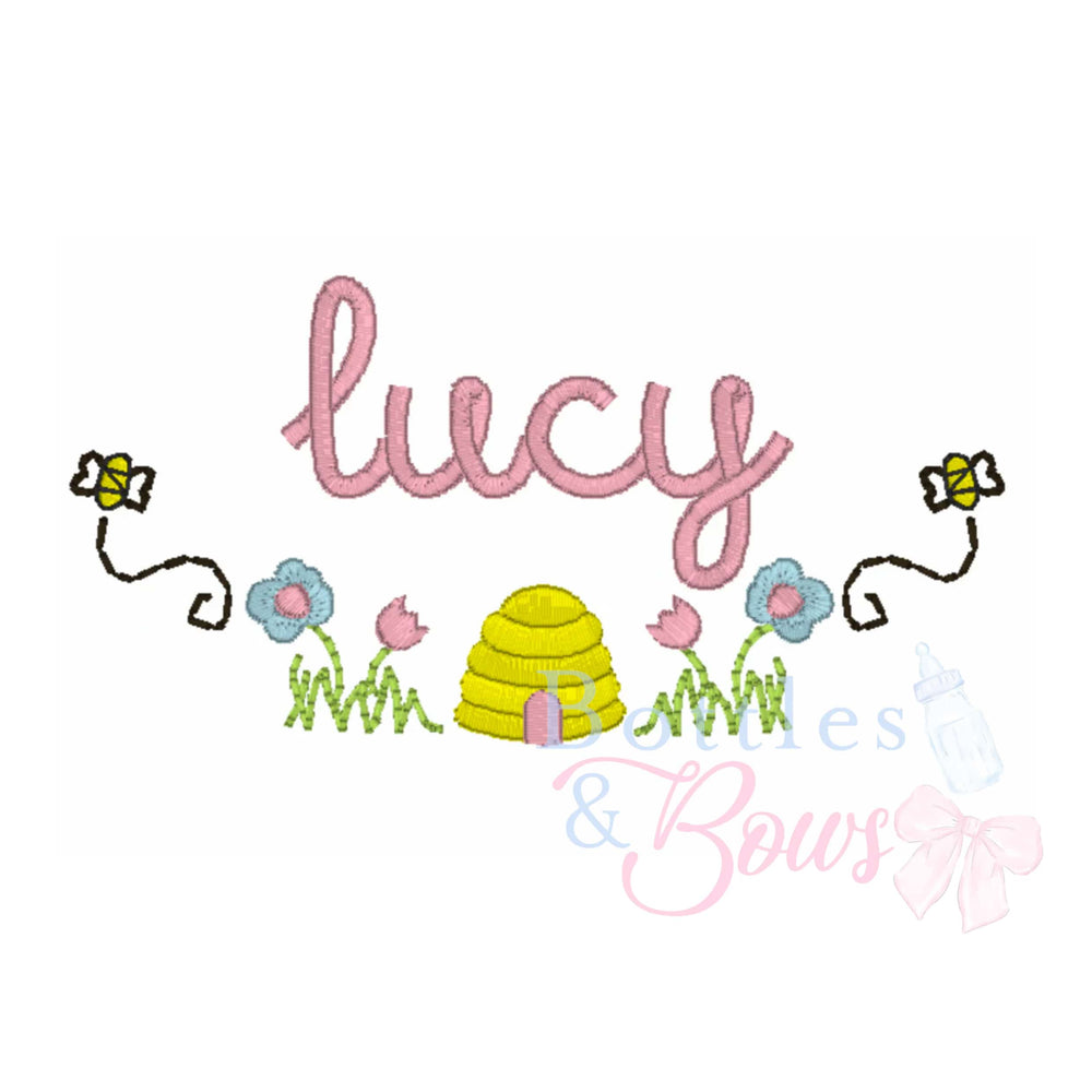 Spring Bees and Flowers Embroidery Design