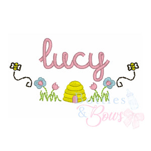 Spring Bees and Flowers Embroidery Design Spring Bees and Flowers Embroidery Design