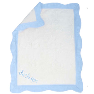 Blue Trim Embroidered Quilt Blue Trim Embroidered Quilt