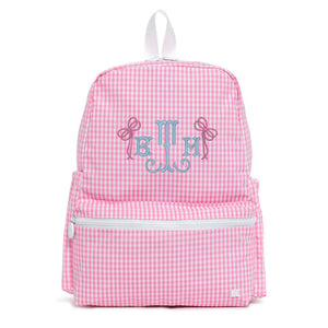 Pink Gingham Embroidered Backpack Pink Gingham Embroidered Backpack
