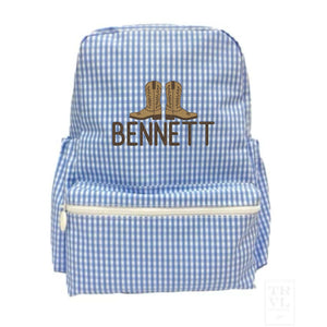 Blue Gingham Embroidered Backpack Blue Gingham Embroidered Backpack