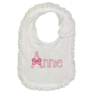 Bow Name Embroidered Bib Bow Name Embroidered Bib