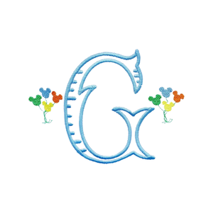 Mouse Balloons Initial Embroidery Design Mouse Balloons Initial Embroidery Design
