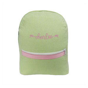 Green and Pink Seersucker Backpack Green and Pink Seersucker Backpack