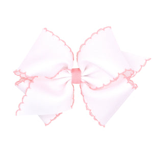 Mini King Moonstitch Bow - White/Light Pink Mini King Moonstitch Bow - White/Light Pink