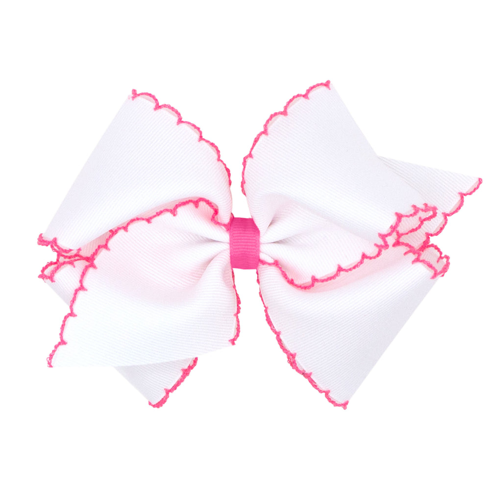 Mini King Moonstitch Bow - White/Hot Pink