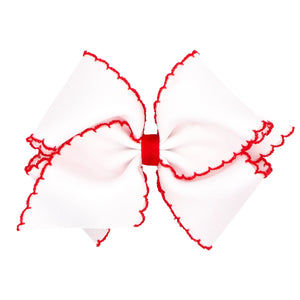 Mini King Moonstitch Bow - White/Red Mini King Moonstitch Bow - White/Red