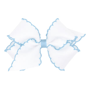 Medium Moonstitch Bow - White/Millennium Blue Medium Moonstitch Bow - White/Millennium Blue