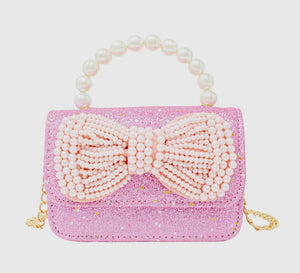 Glitter Pearl Handle Bow Handbag Glitter Pearl Handle Bow Handbag
