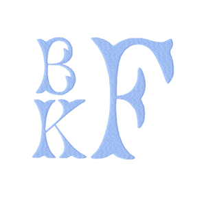 Stacked Fishtail Initials Embroidery Design Stacked Fishtail Initials Embroidery Design