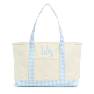 Medium Tote - Gingham Sky Medium Tote - Gingham Sky