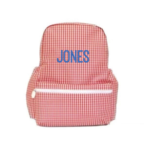 Red Gingham Embroidered Backpack Red Gingham Embroidered Backpack